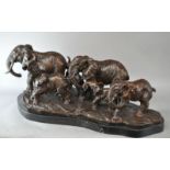 Herd of six African Elephants ,66cm x 26cm x 25cm, 28.1kg