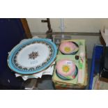 Carlton boxed set of two dishes, stands, spoon, knife; Royal Doulton series ware plate 'The Fat