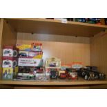 A collection of model cars and toys including Tonka Action Porsche in original box, matchbox,