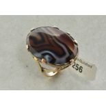 Oval banded agate cocktail ring, oval cut banded agate, measuring approximately 30 x 20 mm,