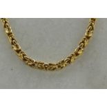 9ct yellow gold Byzantine link necklace, with hidden clasp and figure of eight safety clasp,