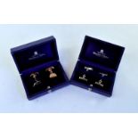 *Pair of 9ct yellow gold oval cufflinks, together with  pair of silver cufflinks, both in Hamilton &
