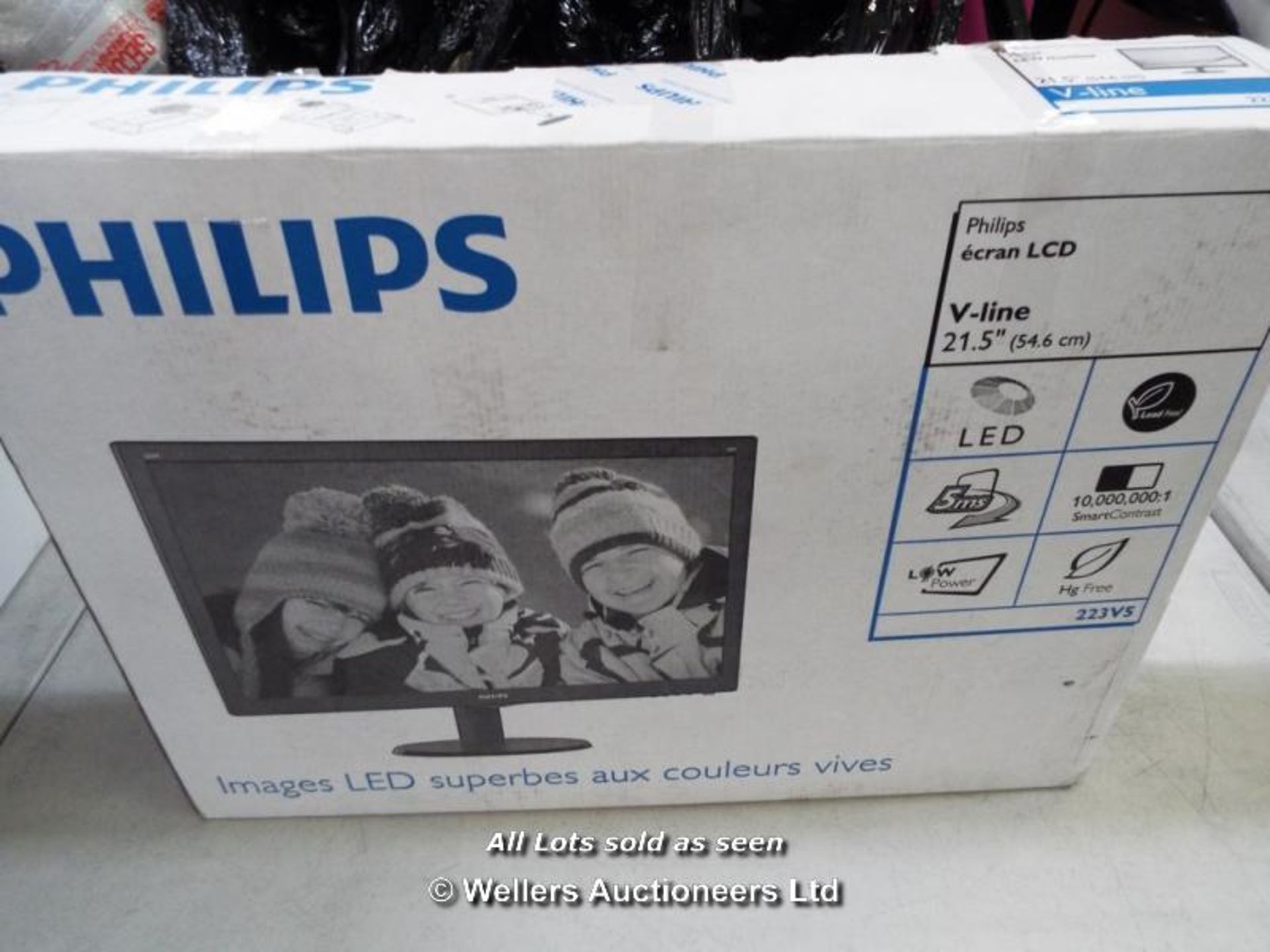 PHILIPS 223V5LSB 22" LED VGA DVI MONITOR  / GRADE: RETURNS / BOXED (DC4) [MK081015]