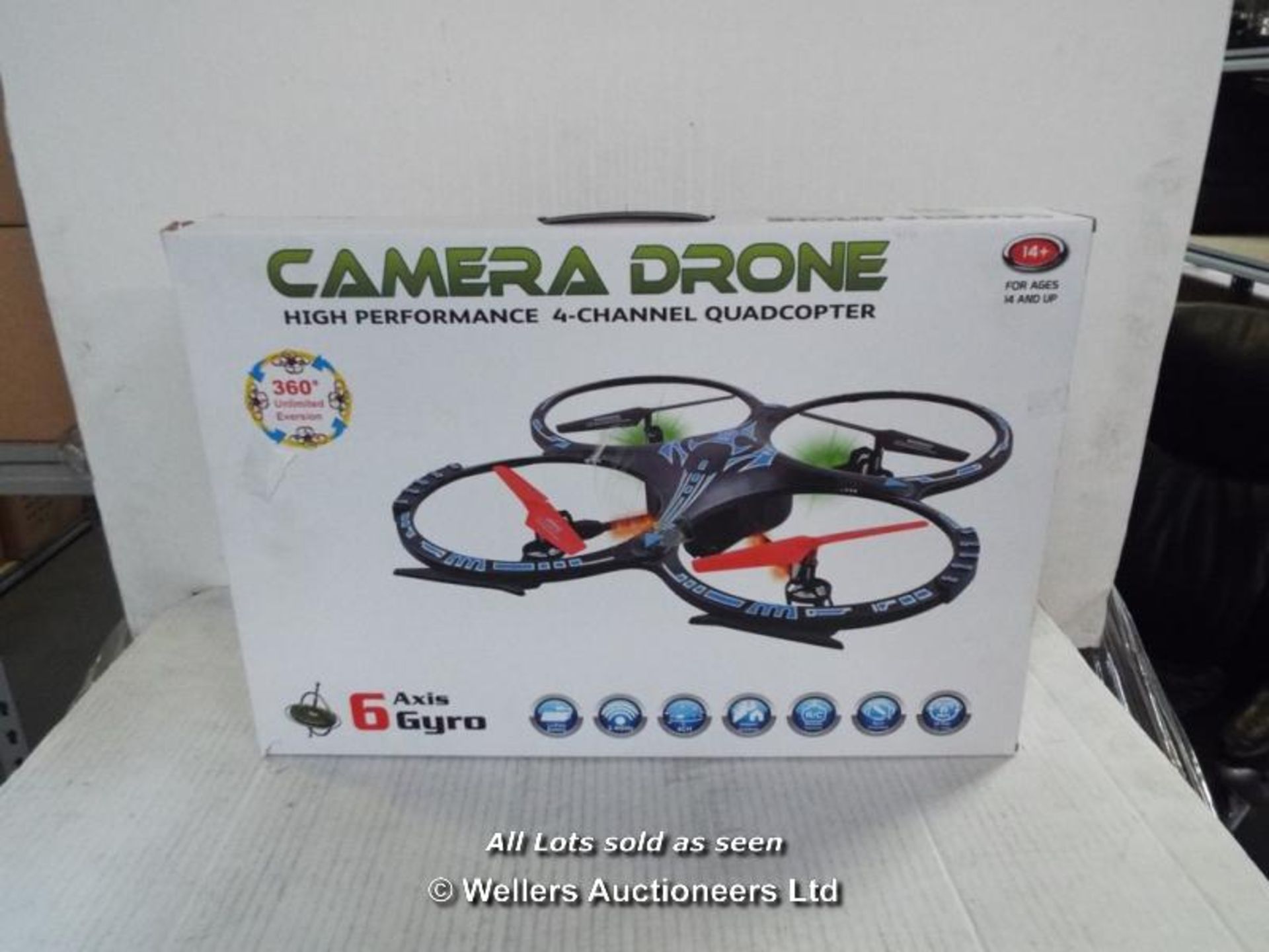 RC 2.4GHZ 4CH 6 AXIS GYRO QUADCOPTER WITH CAMERA N43DS / GRADE: RETURNS / BOXED (DC3) [AISLE 19]