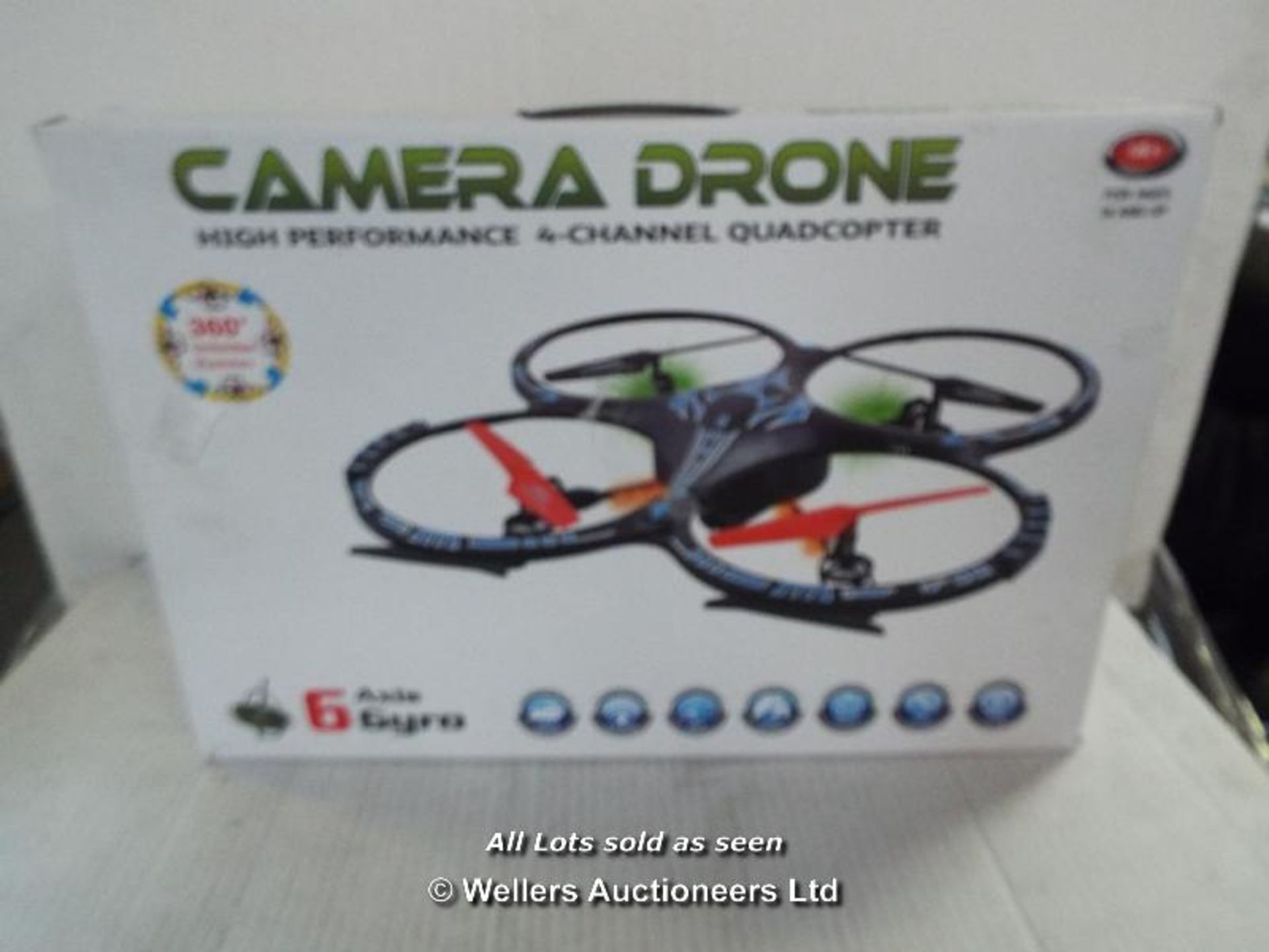 RC 2.4GHZ 4CH 6 AXIS GYRO QUADCOPTER WITH CAMERA N43DS / GRADE: RETURNS / BOXED (DC3) [AISLE 19]