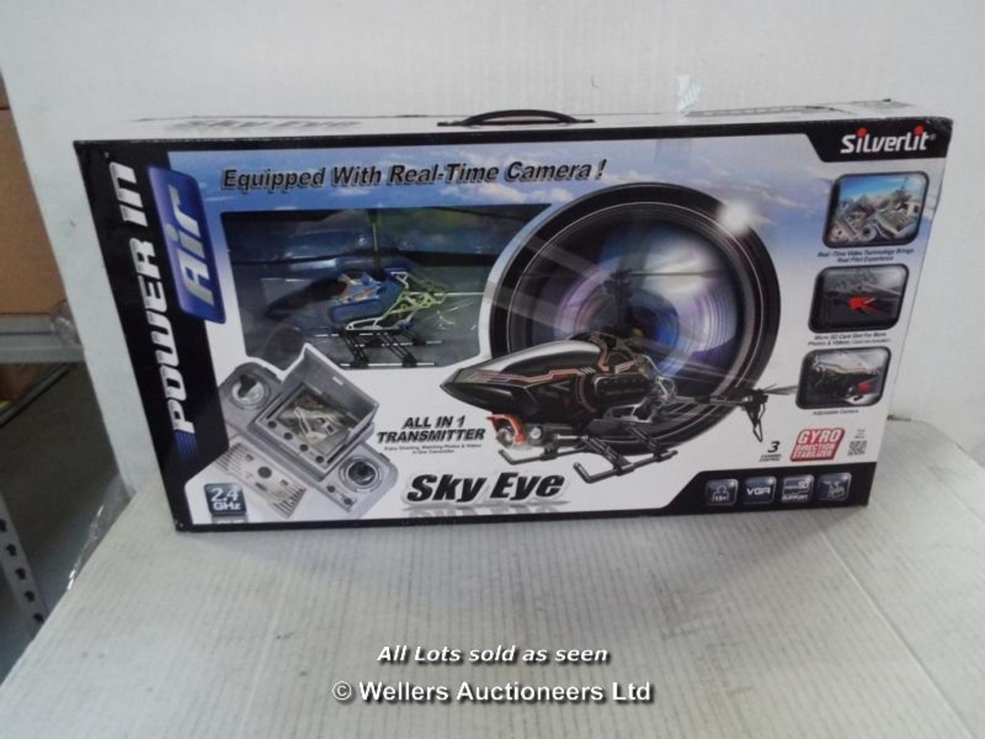 SILVERLIT SKY EYE 2.4GHZ 3-CHANNEL GYRO HELICOPTER WITH REAL TIME VIDEO N96DQ / GRADE: RETURNS /