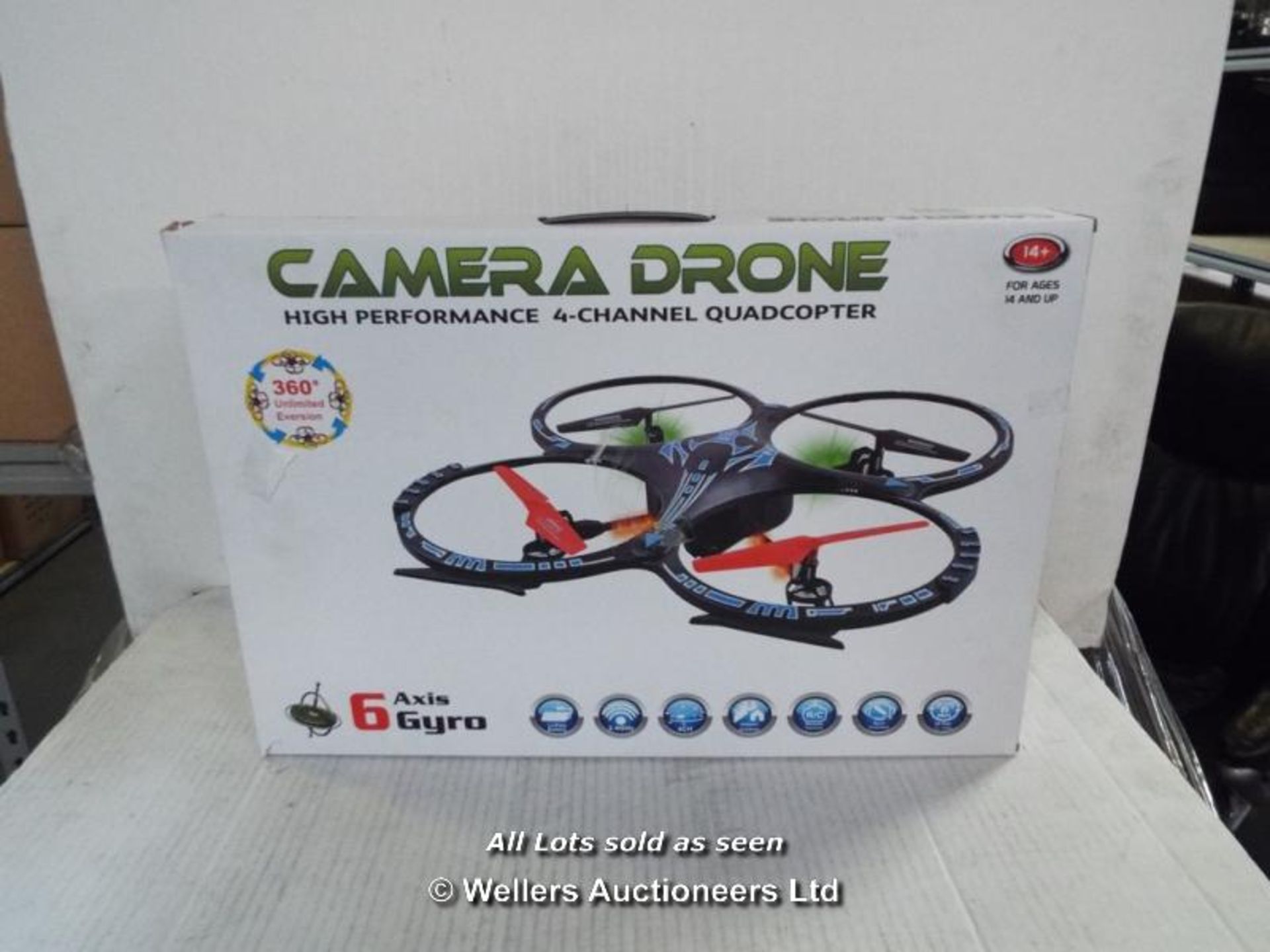 RC 2.4GHZ 4CH 6 AXIS GYRO QUADCOPTER WITH CAMERA N43DS / GRADE: RETURNS / BOXED (DC3) [AISLE 19] - Image 2 of 2