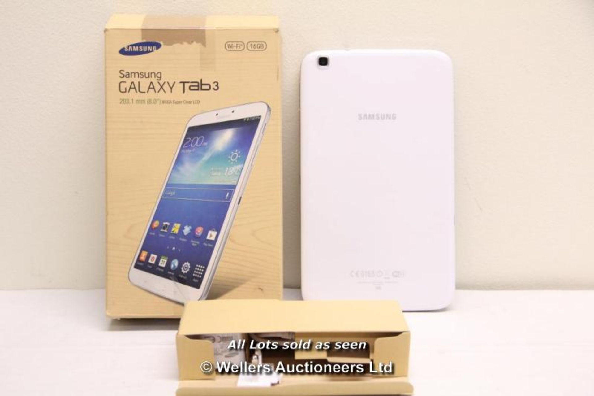 SAMSUNG GALAXY TAB 3 SM-T310 16GB WI-FI  8" - WHITE (36064564) / INCLUDING CHARGER AND USB CABLE / - Image 2 of 2