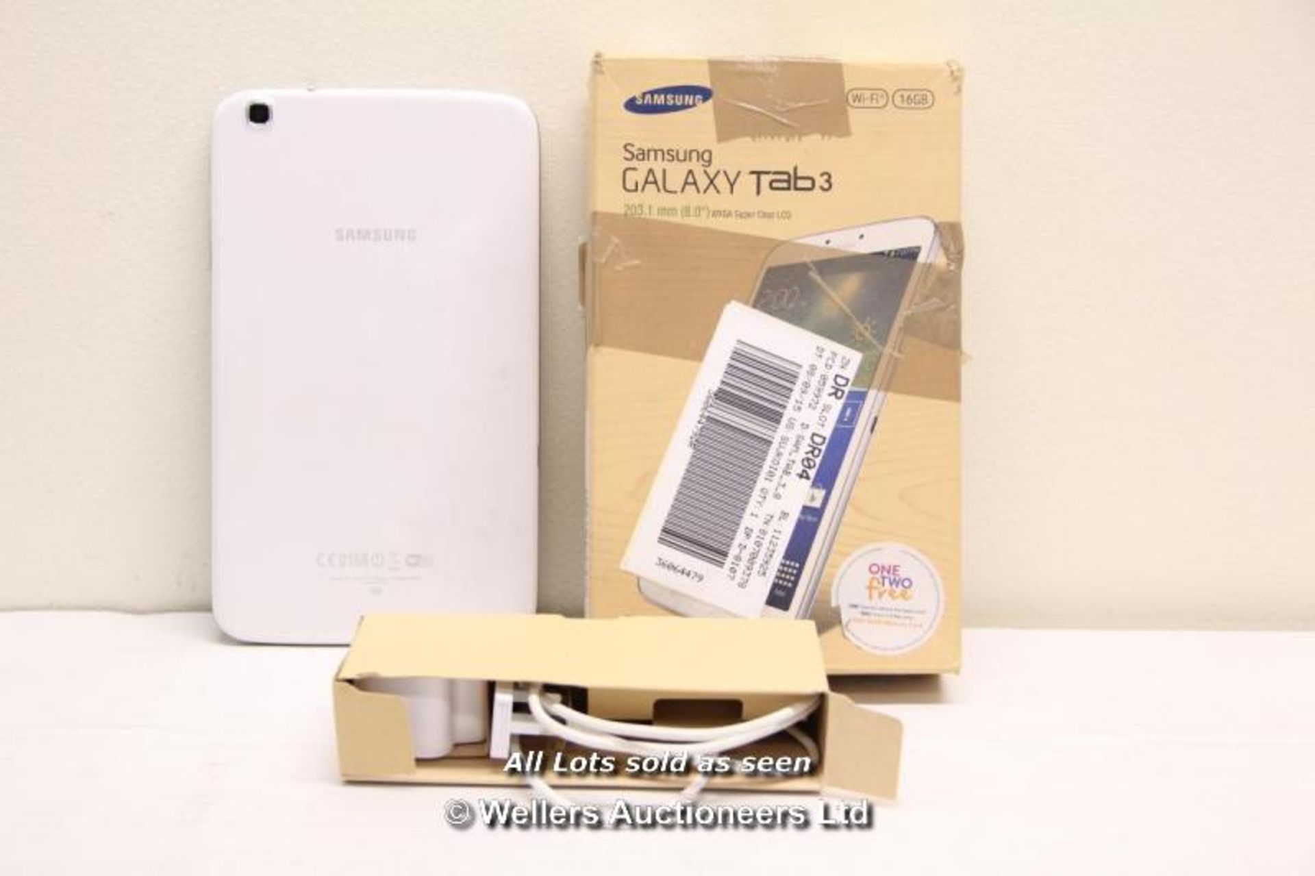 SAMSUNG GALAXY TAB 3 SM-T310 16GB WI-FI  8" - WHITE (36064479) / INCLUDING CHARGER AND USB CABLE / - Image 2 of 2