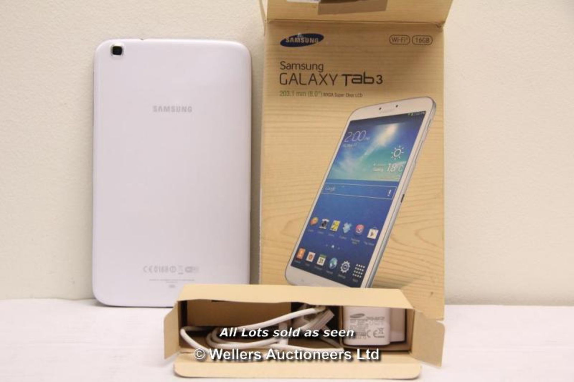 SAMSUNG GALAXY TAB 3 SM-T310 16GB WI-FI  8" - WHITE (36064367) / INCLUDING CHARGER AND USB CABLE / - Image 2 of 2