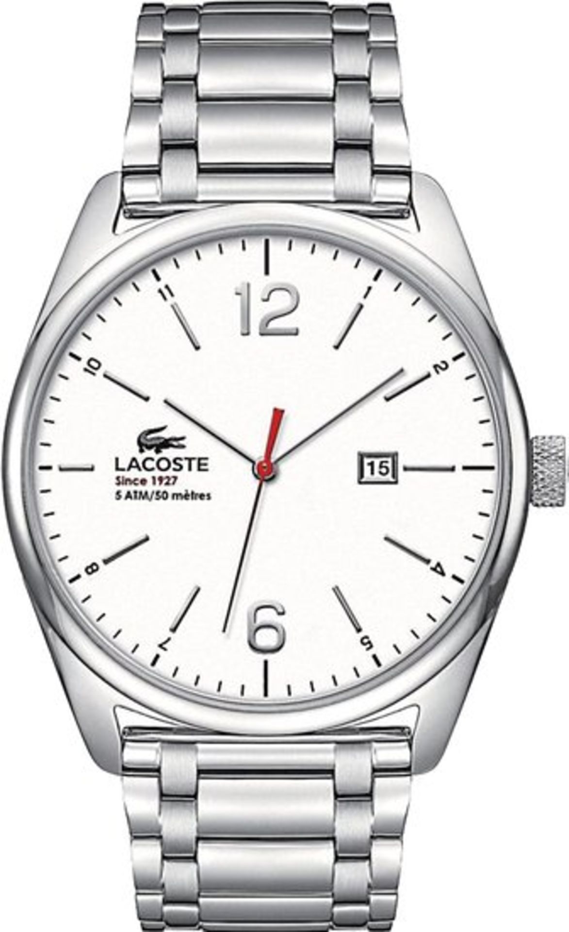 LACOSTE 2010745 AUSTIN GENTS BRACELET WATCH WITH WHITE CIRCULAR DIAL.  / GRADE: RETURNS / BOXED (