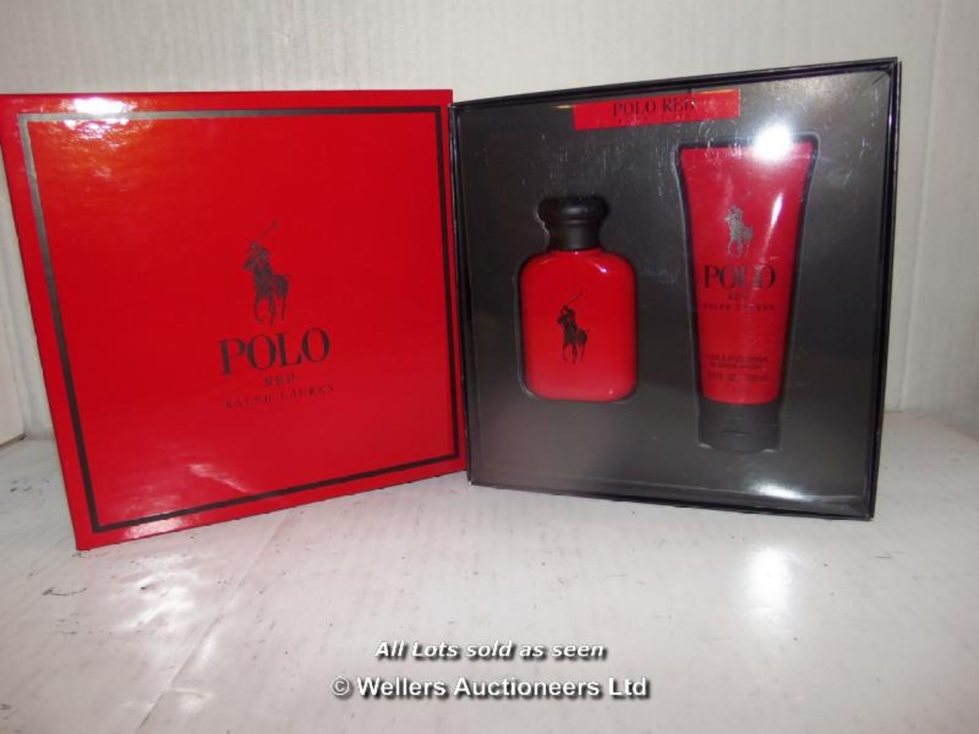 RALPH LAUREN POLO RED MENS GIFT SET EAU DE TOILETTE 75ML HAIR AND BODY WASH 100ML / GRADE: BRAND NEW