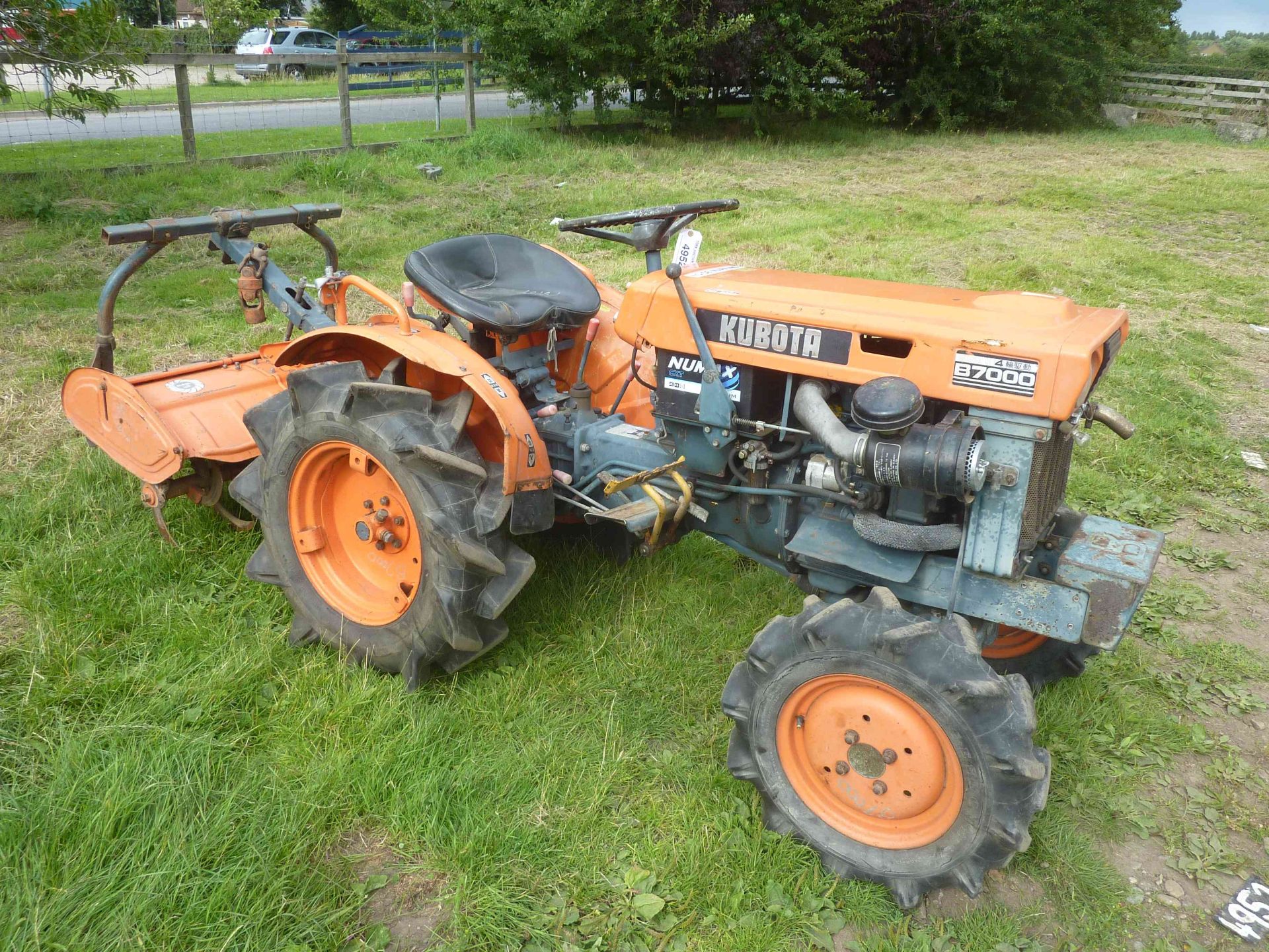 Kubota B7000 4wd compact tractor with rotavator