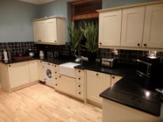 Solid Wood Shaker Style Painted Kitchen in Cream With Large Feature Inset, Belfast Sink Basin and