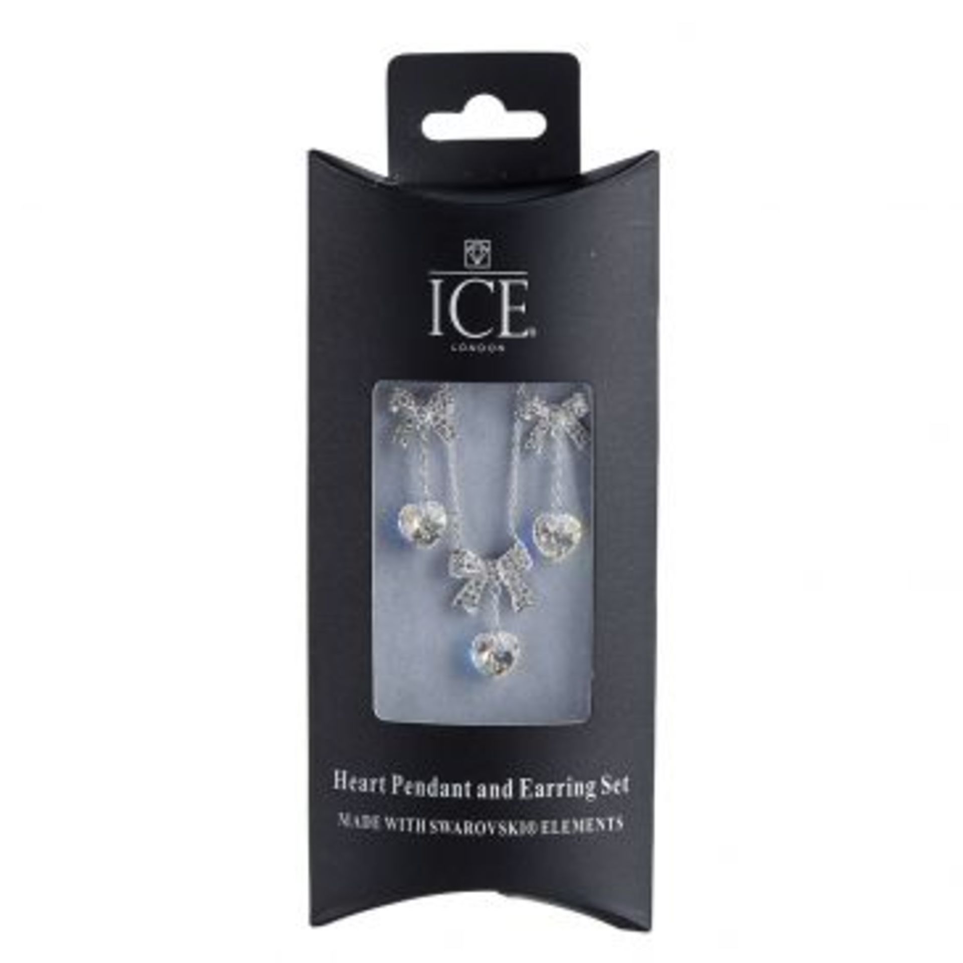 1 x HEART PENDANT AND EARRING SET By ICE London - EGJ-9900 - Silver-tone Curb Chain Adorned With