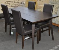 1 x Dark Oak Table with 4 Leather Chairs Set – Designed by Bentley – Ex Display – Dimensions :