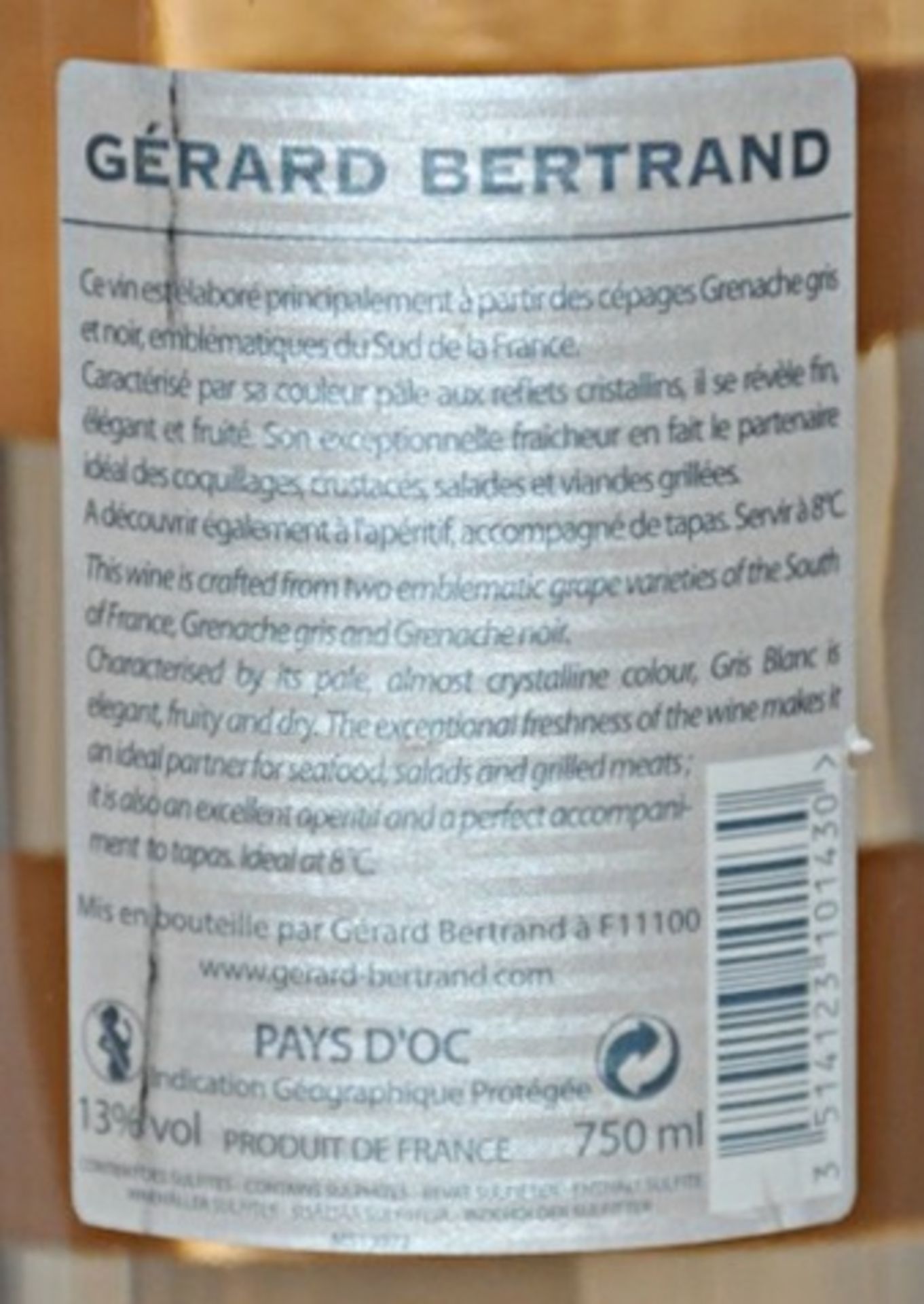 3 x 2013 Gerard Bertrand Gris Blanc, IGP Pays d'Oc, France – 2013 – Bottle Size 75cl - Volume - Image 4 of 4