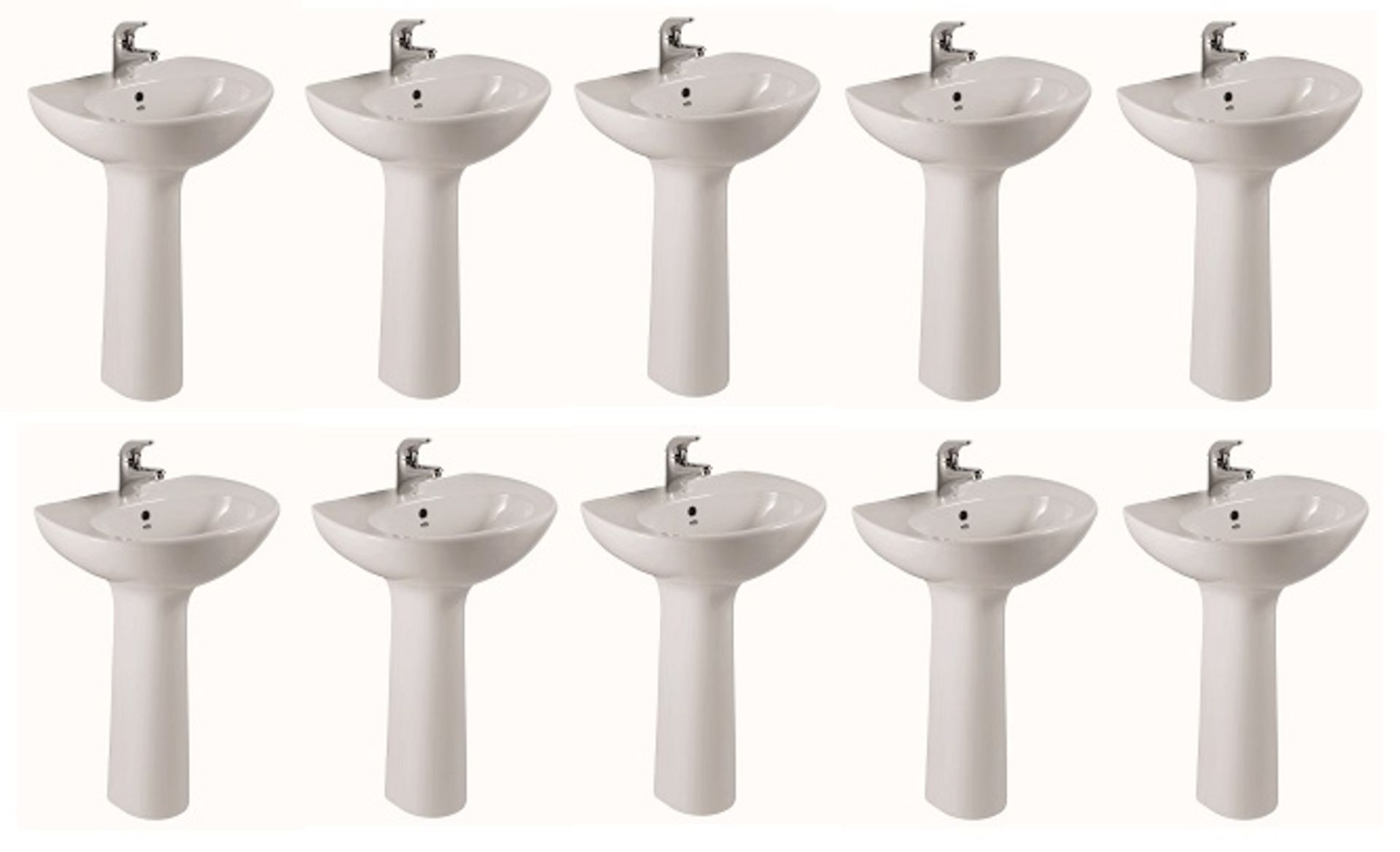 10 x Karidi Single Tap Hole Sink Basins With Full Pedestals - Vogue Bathrooms - 55cm Width - Brand - Image 2 of 2