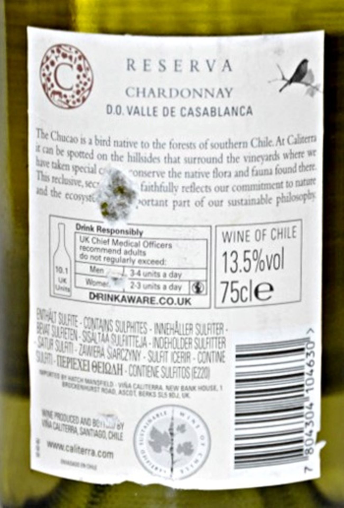 4 x Caliterra Reserva Chardonnay, Casablanca Valley, Chile – 2013 – Bottle Size 75cl - Volume 13. - Image 3 of 3