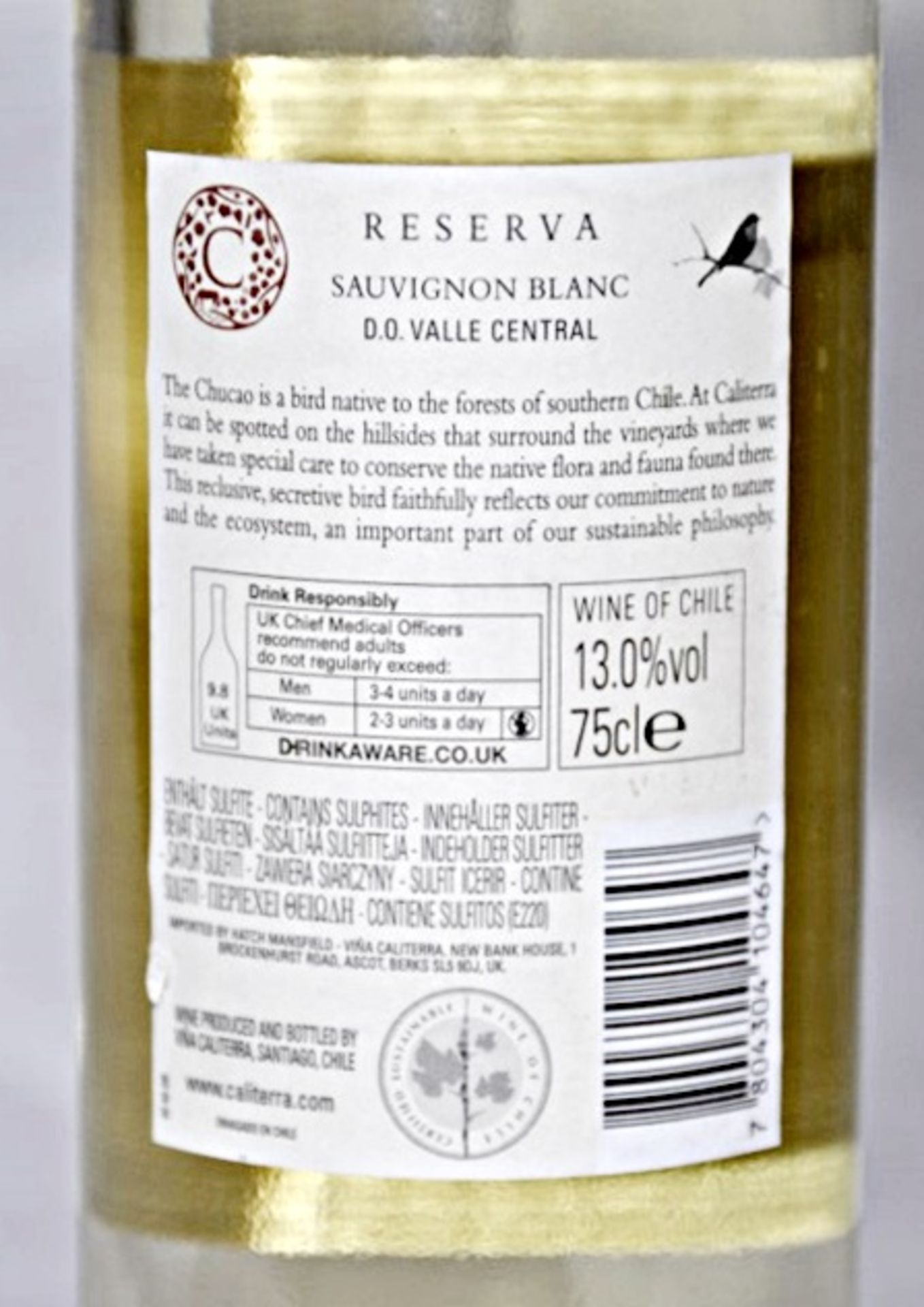 4 x 2013 Caliterra Reserva Sauvignon Blanc, Curico Valley, Chile - 2013 – Bottle Size 75cl - - Image 2 of 3