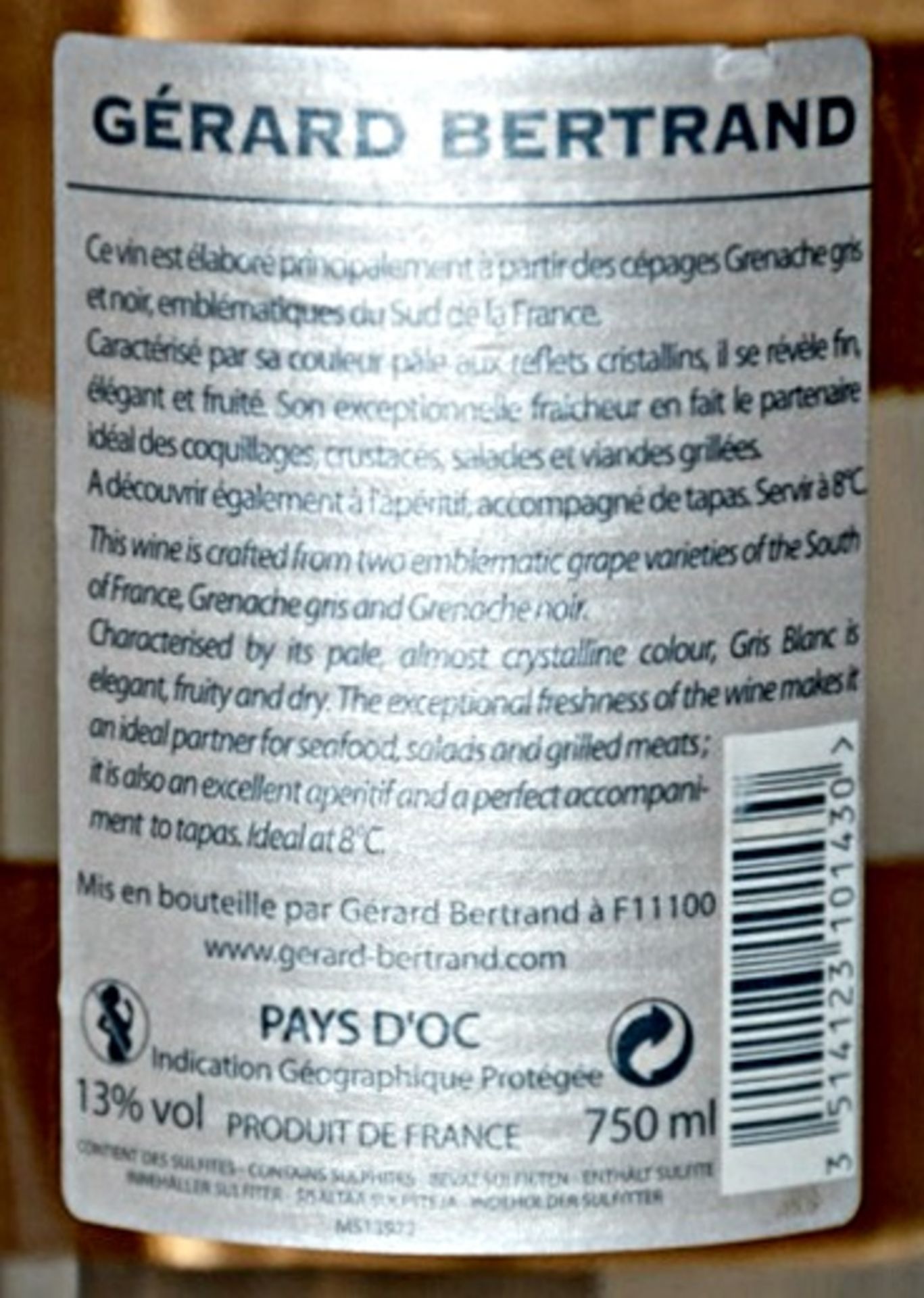 4 x 2013 Gerard Bertrand Gris Blanc, IGP Pays d'Oc, France – 2013 – Bottle Size 75cl - Volume - Image 2 of 4