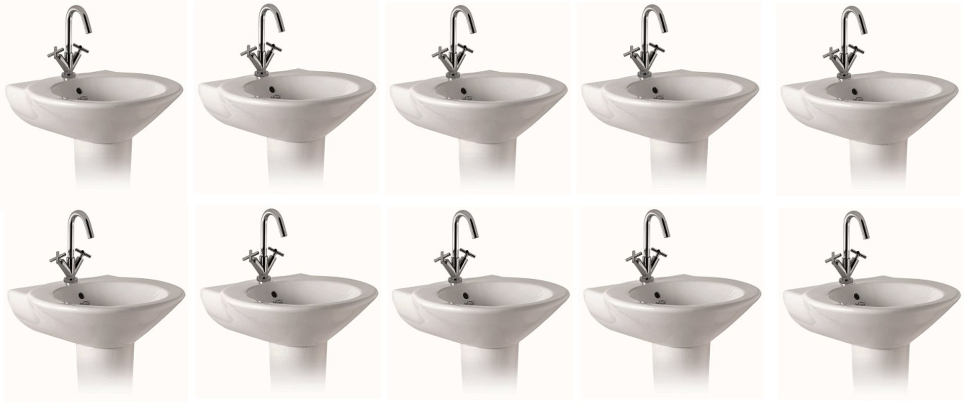 10 x Vogue Tefeli 1th 550mm Bathroom Sink Basins with Pedestals - Brand New and Boxed - Sleek Modern - Image 2 of 2