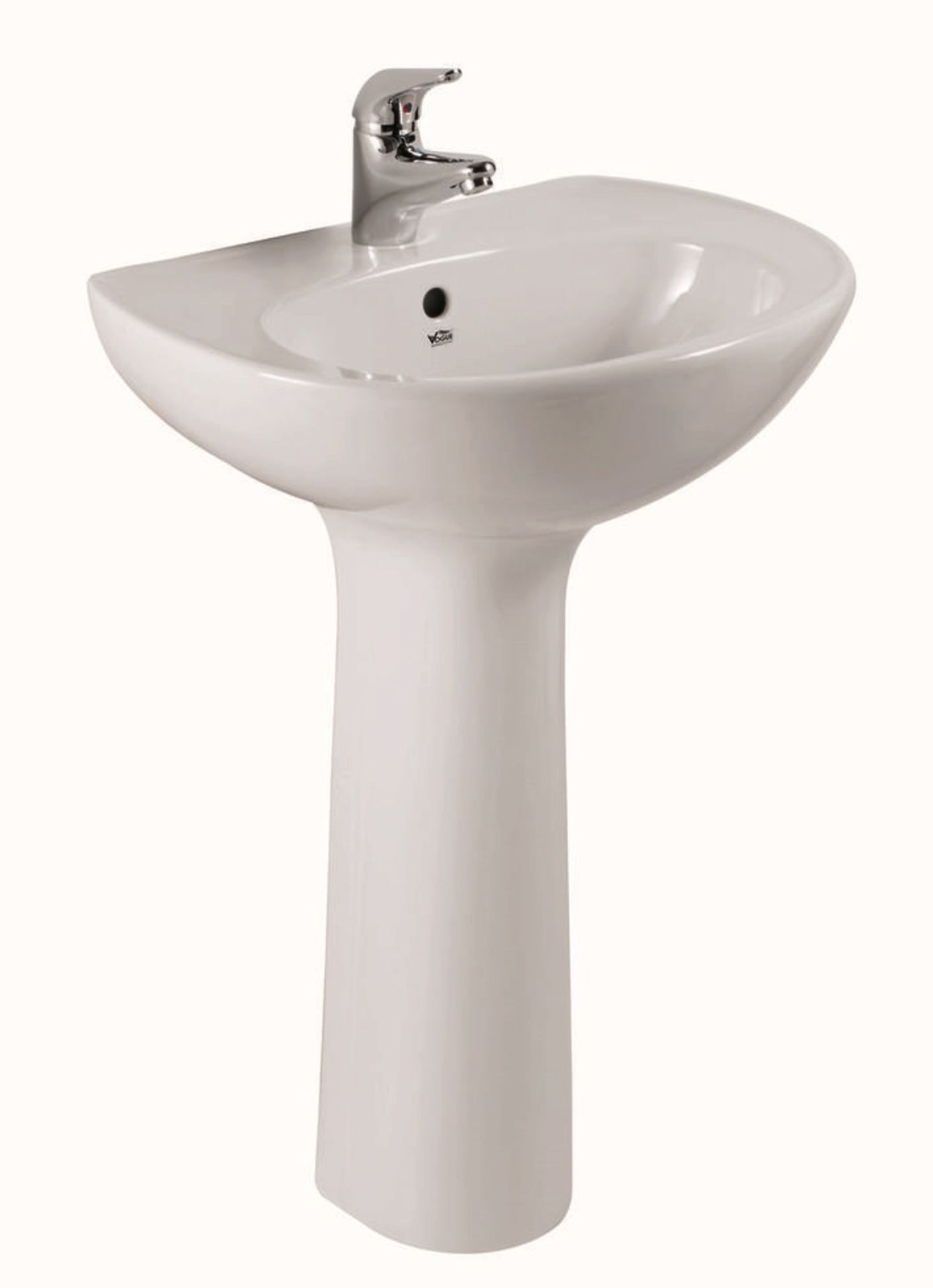 10 x Karidi Single Tap Hole Sink Basins With Full Pedestals - Vogue Bathrooms - 55cm Width - Brand