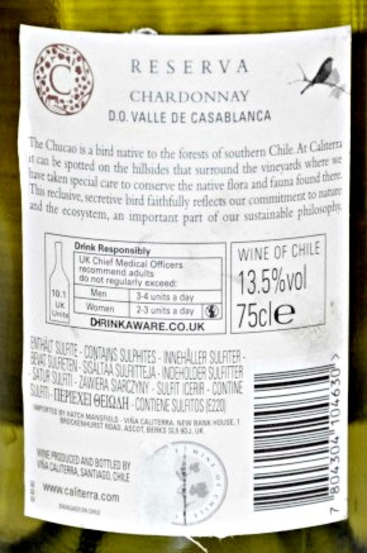 3 x Caliterra Reserva Chardonnay, Casablanca Valley, Chile - 2013 – Bottle Size 75cl - Volume 13. - Image 2 of 3