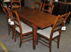 1 x Cherry Wood Extending Designer Table with 6 Matching Chairs – Ex Display – Dimensions :