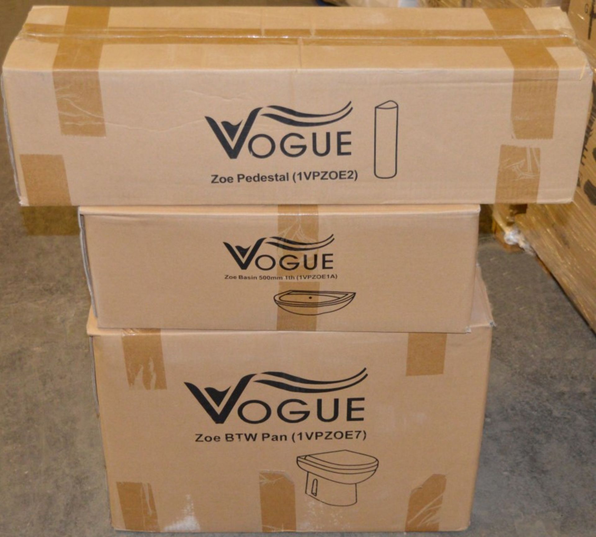 10 x Vogue Zoe Sink Basin & Toilet Sets - 1th 500mm Sink Basin With Full Pedestal and Back to Wall - Image 6 of 8