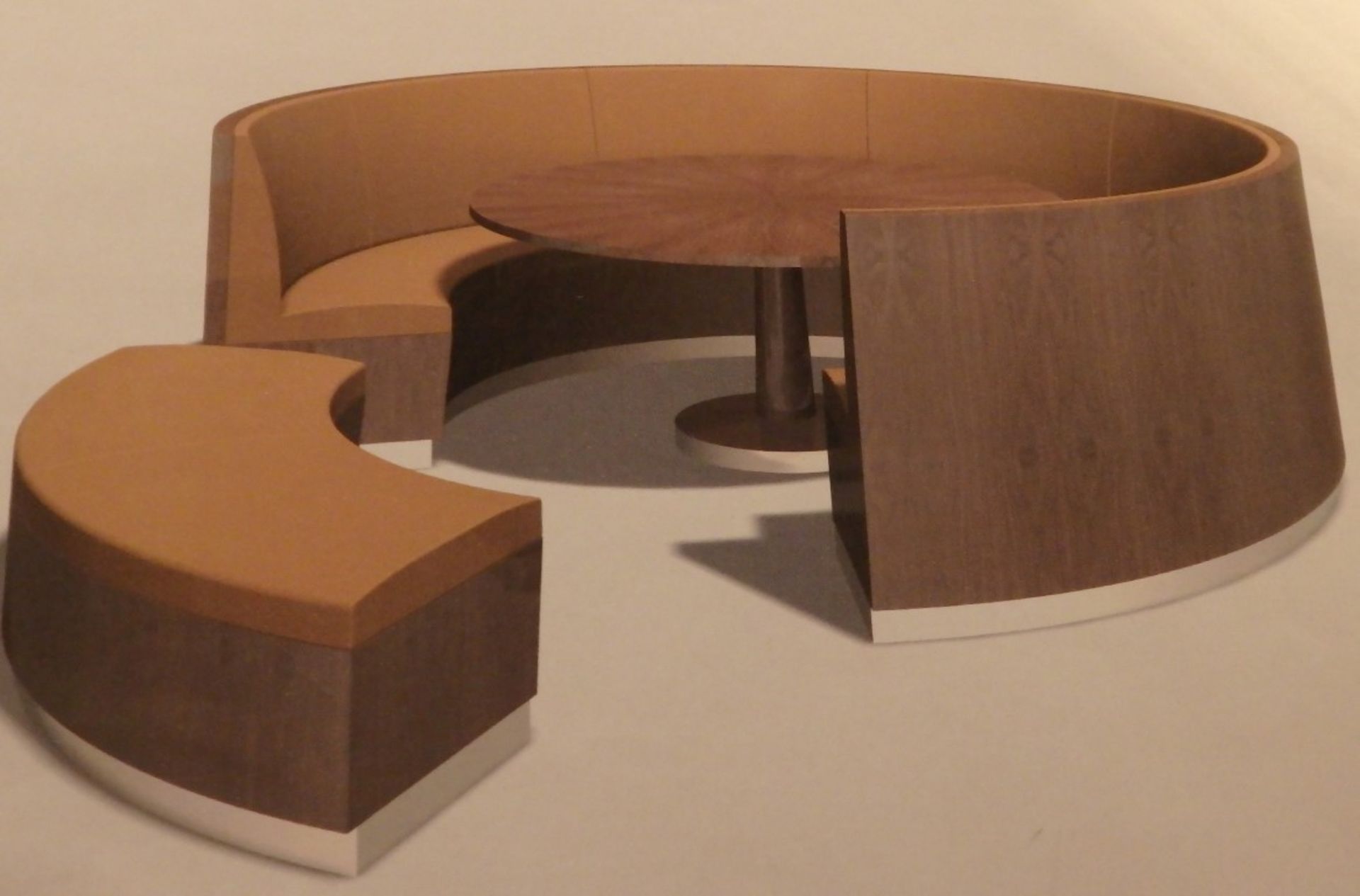 1 x Bespoke American Walnut / Genuine Leather Seating Booth - Perfect For The Modern Home or Bar - - Image 2 of 18