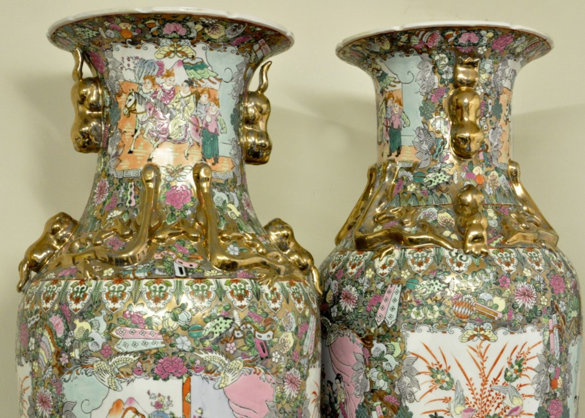 Pair Of Matching Chinese Export Rose Medallion Vases - Both 3ft High - LATE 19TH 20TH CENTURY- - Image 13 of 21