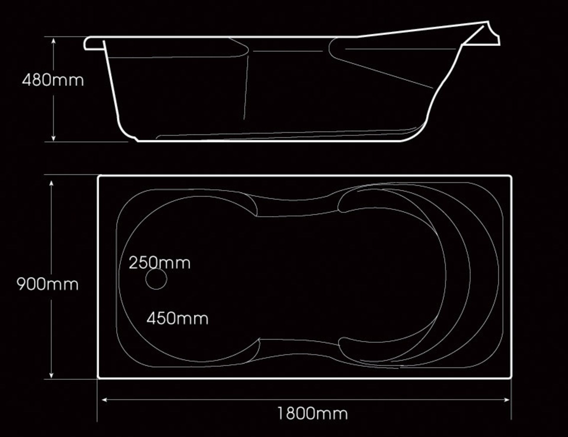 1 x Vogue Bathrooms Sapphire Double Ended Inset Bath Tub - Size: 1800 x 900mm - For The Ultimate - Image 3 of 3