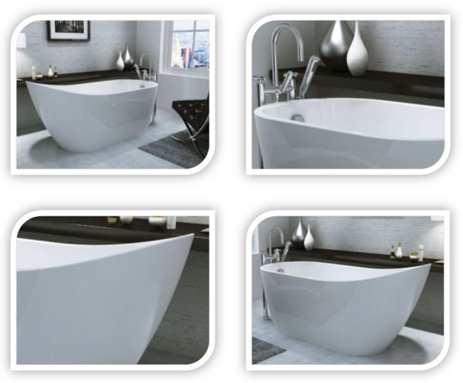 1 x Arruba Designer Modern Freestanding Bath - 1680 mm - Image 2 of 3