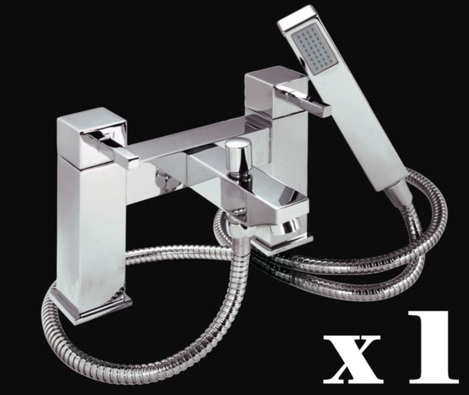 1 x Verona Deck Bath Shower Mixer Tap - Vogue Bathrooms - Modern Bath Mixer Tap in Bright Chrome