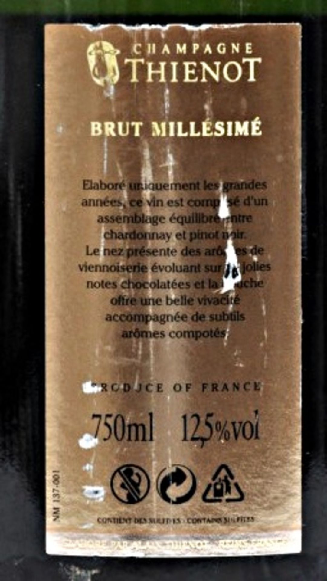 1 x Thienot Brut, Champagne, France – Bottle Size 75cl – 2000 – Volume 12.5% - Ref W1209 - CL101 - - Image 4 of 4