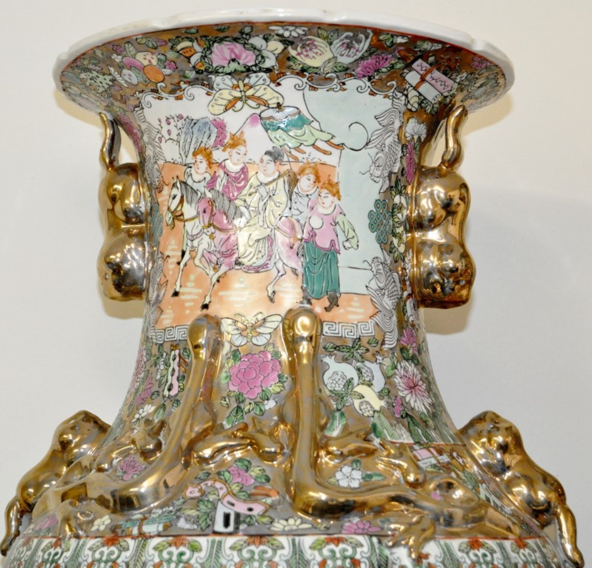 Pair Of Matching Chinese Export Rose Medallion Vases - Both 3ft High - LATE 19TH 20TH CENTURY- - Image 4 of 21