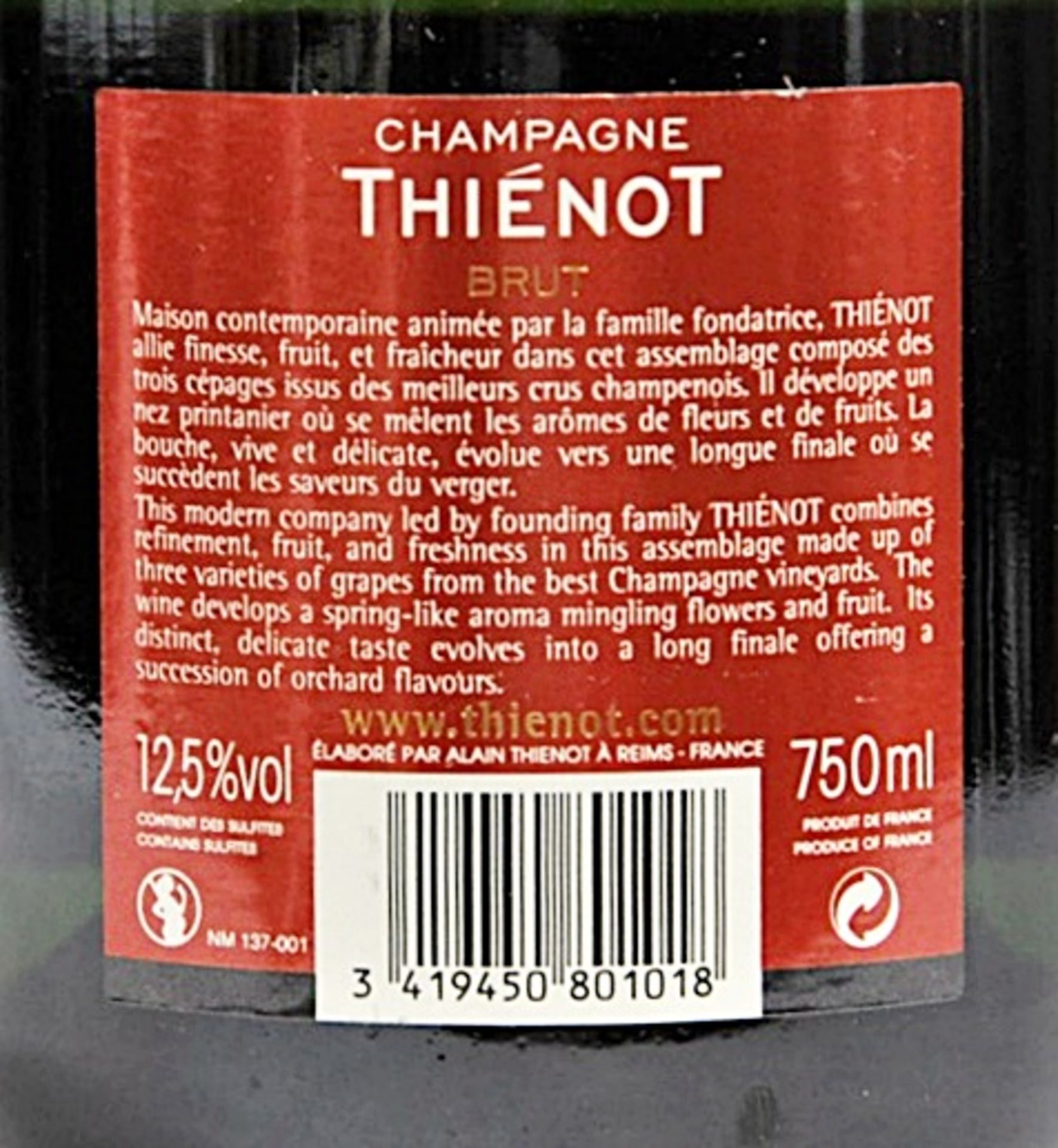1 x Thienot Brut, Champagne, France – NV – Bottle Size 75cl – Volume 12.5% - Ref W1216 - CL101 - - Image 2 of 4