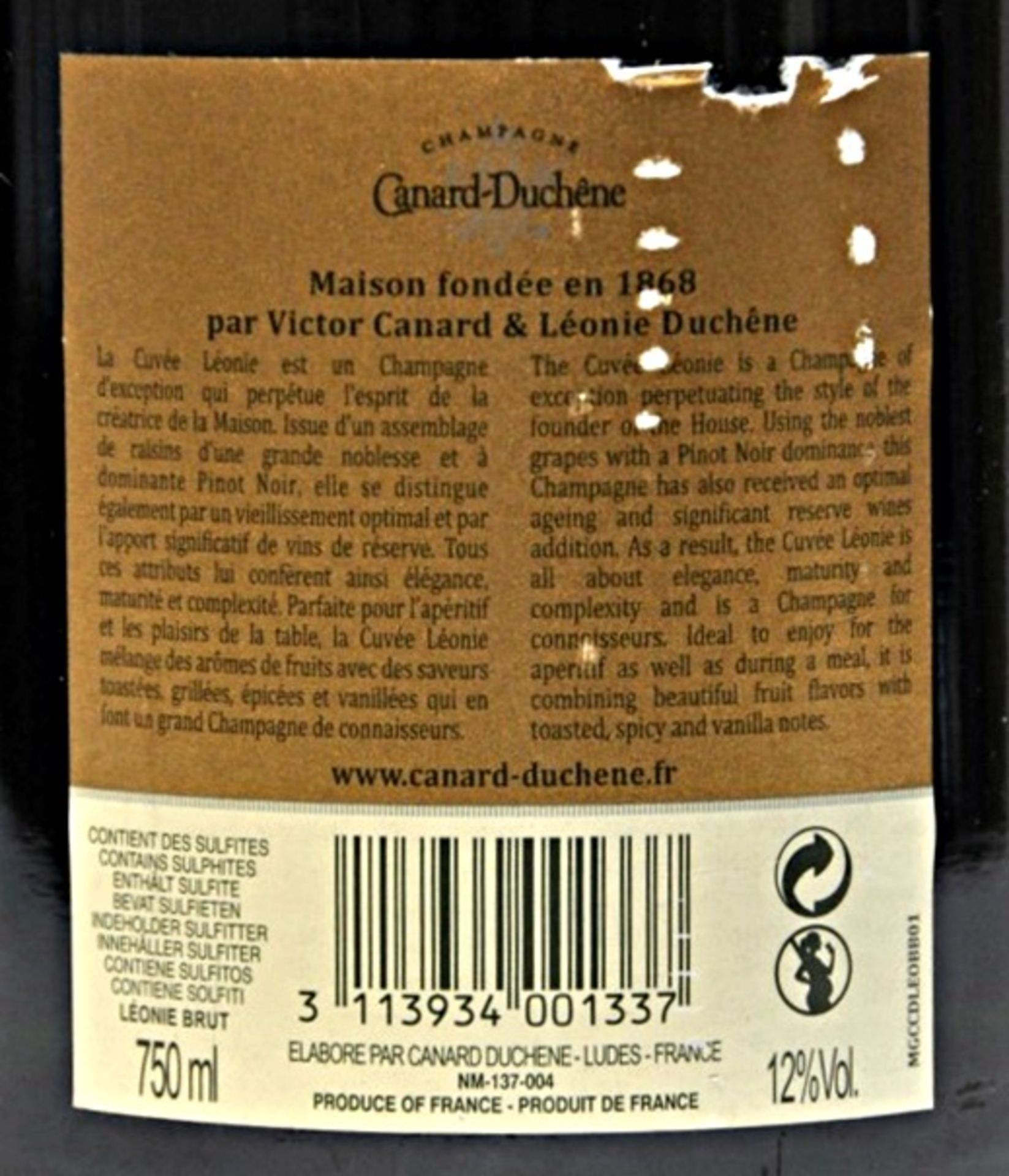 1 x Canard-Duchene Cuvee Leonie Brut, Champagne, France – NV - Bottle Size 75cl – Volume 12% - Ref - Image 5 of 5