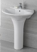 10 x Vogue Bathrooms CLARA Single Tap Hole Sink Basins With Pedestals - 710mm Width - Product Code