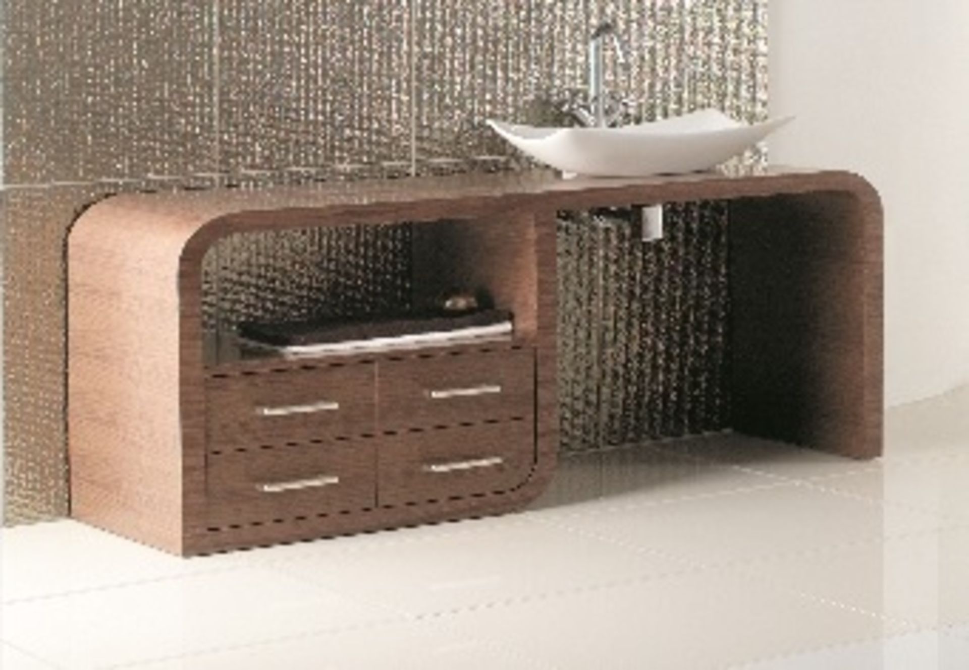 1 x Vogue ARC Bathroom Vanity Unit - WALNUT - Series 1 Type C 1600mm - Manufactured to the Highest - Image 2 of 2