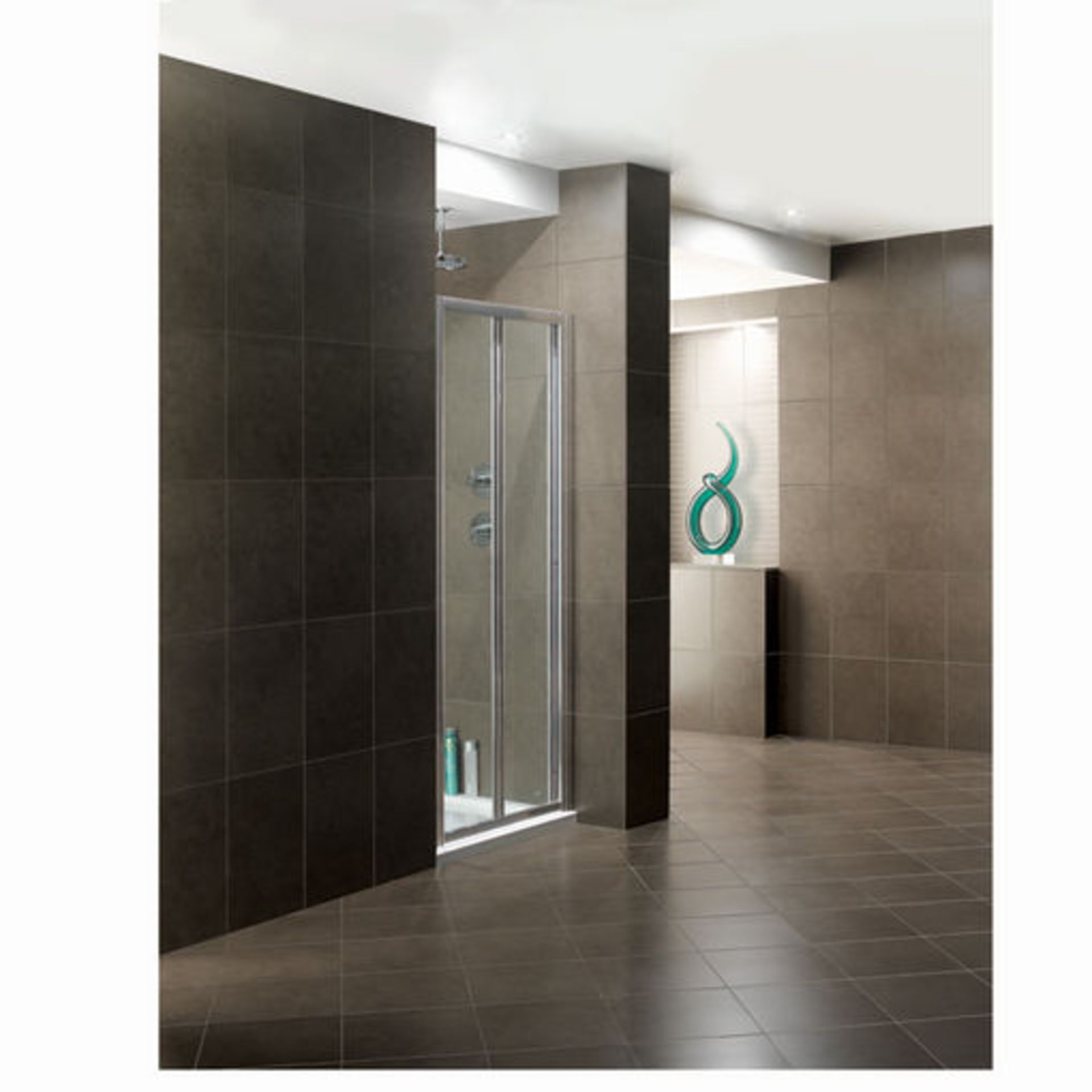 1 x Vogue Sulis 800mm Bifold Shower Door - Polished Chrome Finish - 6mm Clear Glass - T Bar