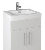 1 x Vogue Juno 600mm Wall Hung White Bathroom Vanity Unit With Heavy Resin Composite Sink Basin -