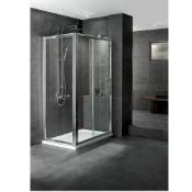 1 x Aqua Latus 700mm In Fold Shower Door With 700mm Side Panel - 8mm Thick Clear Glass - Chrome
