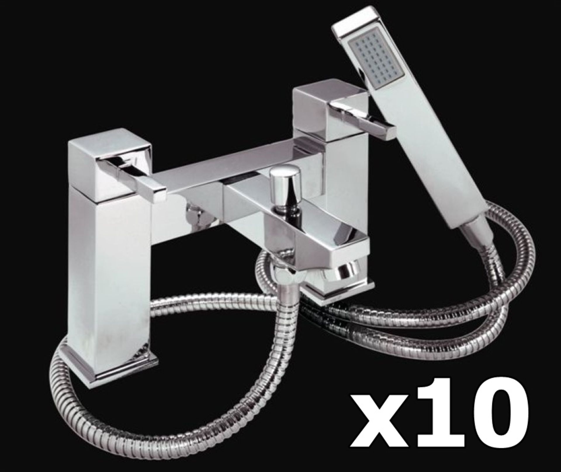 10 x Verona Deck Bath Shower Mixer Taps - Vogue Bathrooms - Modern Bath Mixer Tap in Bright Chrome