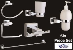 1 x Vogue Series 4 Six Piece Bathroom Accessory Set - Includes WC Roll Holder, Soap Dispenser,