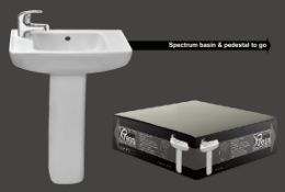 1 x Xpress Spectrum Short Projection 1 Tap Hole Cloakroom Sink Basin With Pedestal - 250mm Short