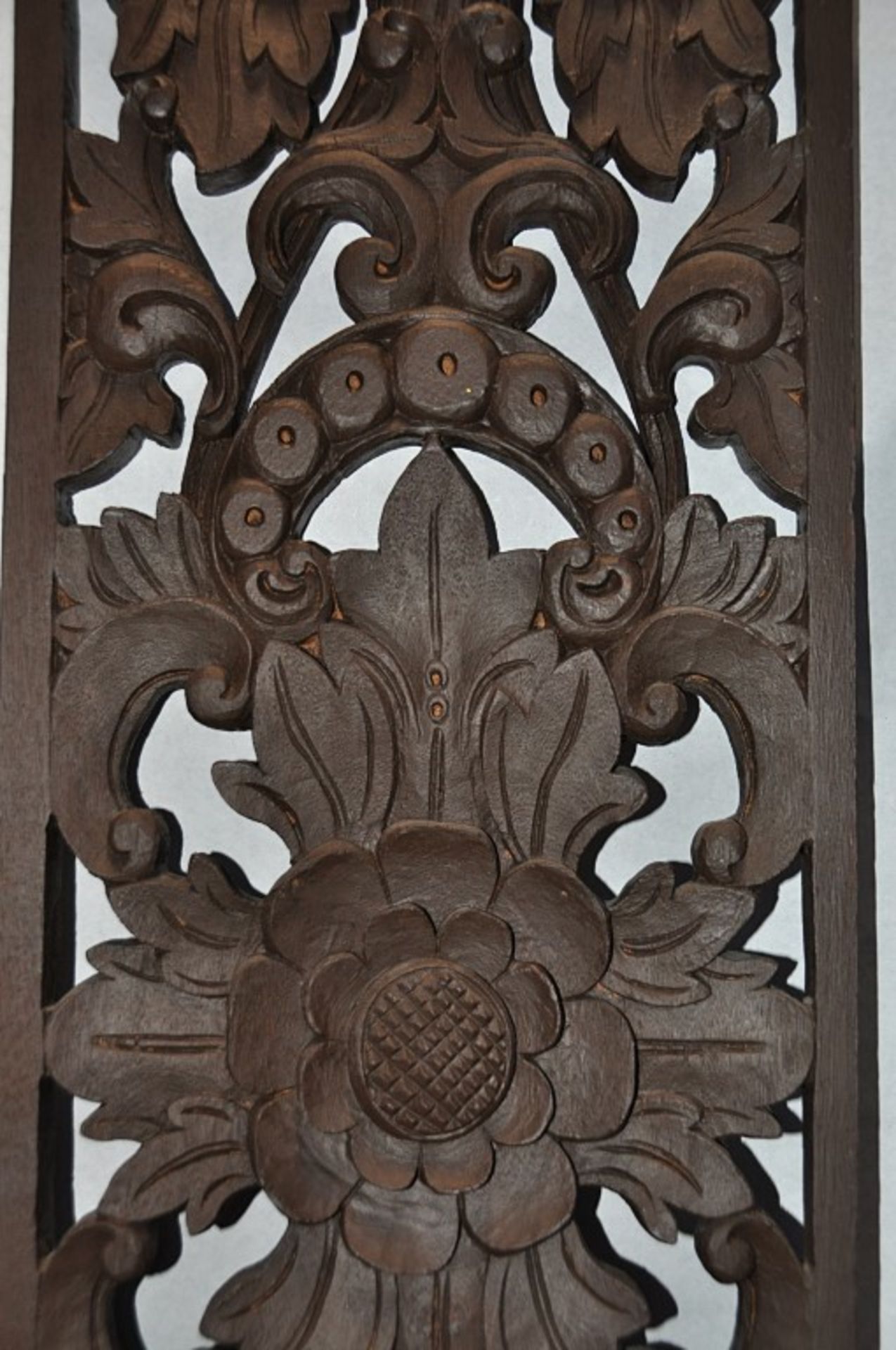 4 x Rectangular Handcrafted Thai Wood Carving Panels - Solid Wood - Ideal For Using as Window Panels - Image 4 of 6