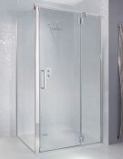 1 x MANHATTAN Minimal 900mm Hinged Shower Door & Side Panel – 900 x 2005mm – LEFT HAND – Ref: