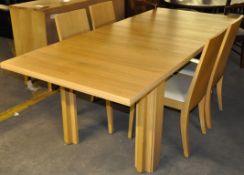 1 x Natural Oak Table Set with Flip Top Extension - RRP £2,199.00 - Accompanied With 4 Wooden Chairs